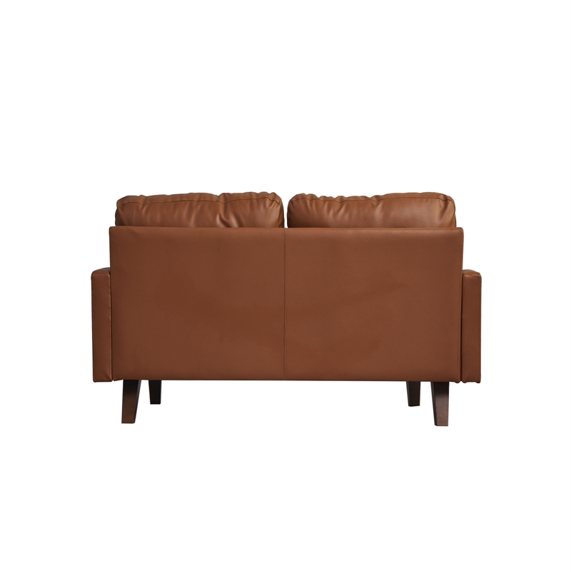 Hybition Faux Leather Loveseat Modern Sofa for Living Room/Office-Brown