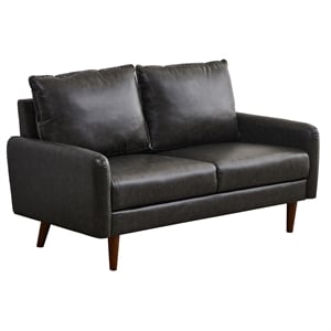 Hybition Faux Leather Loveseat Modern Sofa for Living Room Office Gray