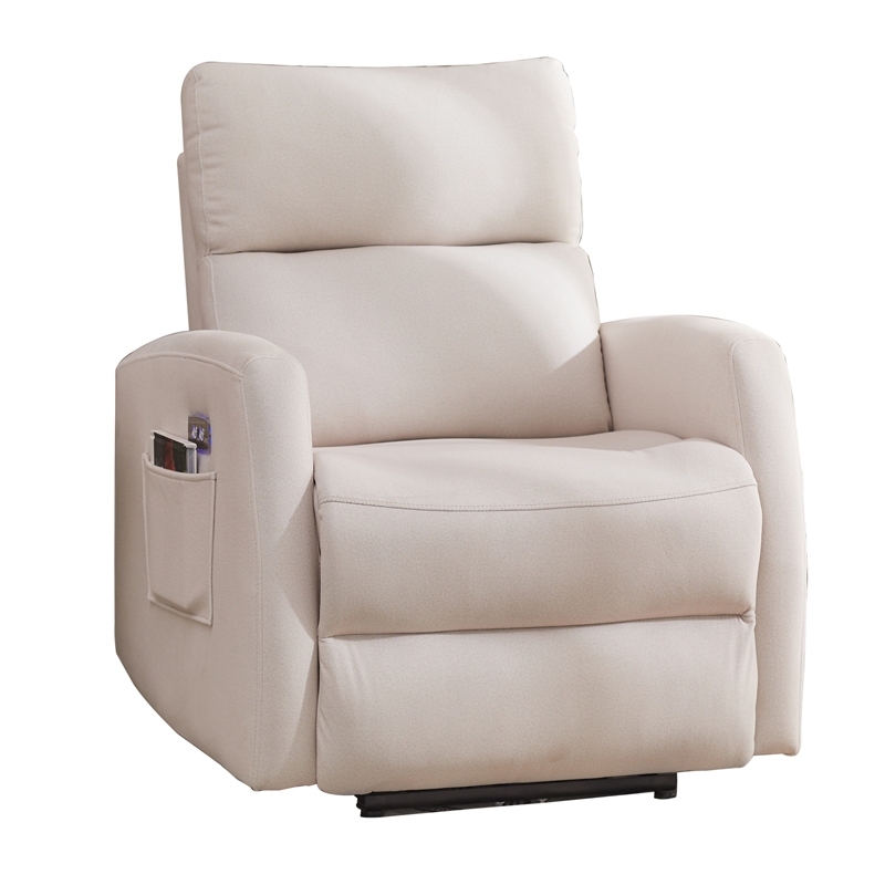 Hybition Modern Recliner Chair Electrically Adjustable Fabric Single Sofa Beige