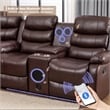 Hybition Faux Leather Living Room Set Reclining Sectional Sofa Brown