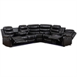 Hybition Faux Leather Living Room Set Modern Reclining Sectional Sofa Black