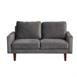 Hybition Velvet Loveseat Modern Sofa with Wooden Legs-Grey