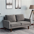 Hybition Velvet Loveseat Modern Sofa with Wooden Legs-Grey