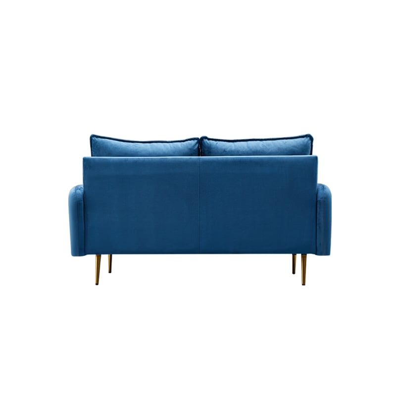 Hybition Velvet Loveseat Modern Sofa with Metal Legs for Living Room-Blue