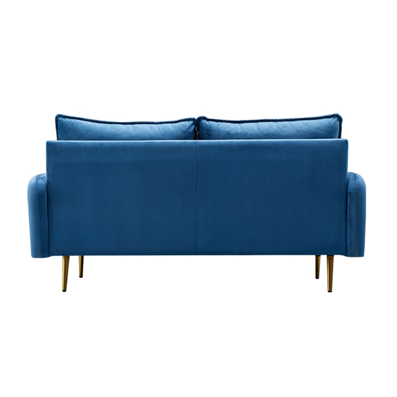 Hybition Velvet Sofa Modern Couch with Metal Legs for Living Room-Blue