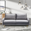 Hybition Velvet Sofa Modern Couch with Metal Legs for Living Room-Grey