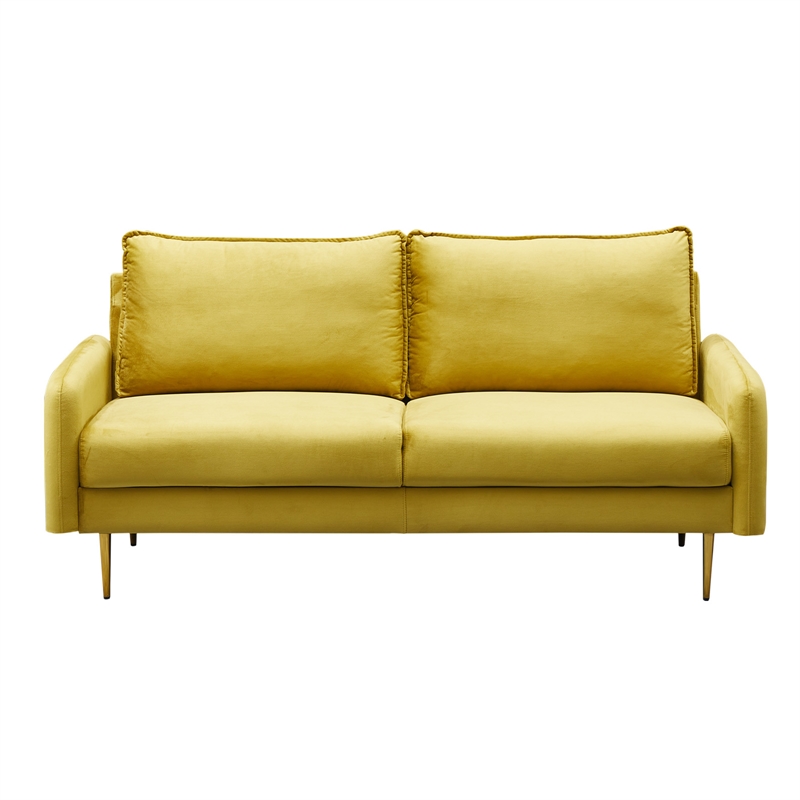 Hybition Velvet Sofa Modern Couch with Metal Legs for Living Room-Gold