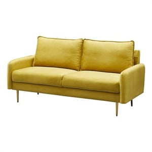 Hybition Velvet Sofa Modern Couch with Metal Legs for Living Room-Gold