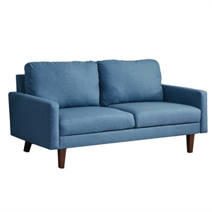 Hybition Linen Sofa Modern Couch with Wooden Legs for Living Room Office - Blue