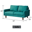 Hybition Linen Sofa Modern Couch with Wooden Legs for Living Room Office - Green