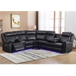 Power Reclining PU Leather Sectional Sofa w/ Speaker & Wireless Charging & Outlet & LED Strip Black