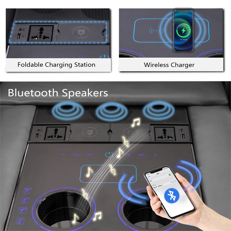 Hybition Power Reclining Sectional Sofa  PU Leather L-Shaped Sofa -Black