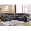 Power Reclining PU Leather Sectional Sofa w/ Speaker & Wireless Charging & Outlet & LED Strip Gray