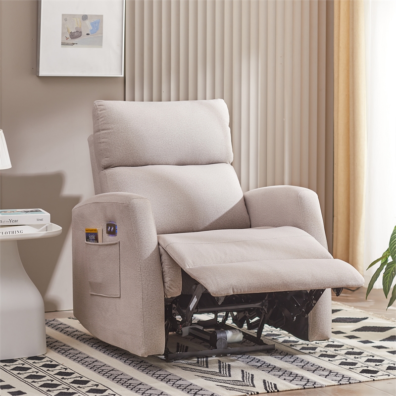 Hybition Modern Recliner Velvet Chair Electrically Adjustable Single Sofa-Gray