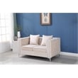 Hybition Velvet Sofa Modern Loveseat with Button-Tufted & Metal Legs Beige