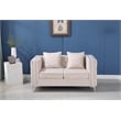 Hybition Velvet Sofa Modern Loveseat with Button-Tufted & Metal Legs Beige