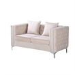 Hybition Velvet Sofa Modern Loveseat with Button-Tufted & Metal Legs Beige