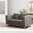 Hybition Velvet Sofa Modern Loveseat with Button-Tufted & Metal Legs Grey