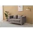 Hybition Velvet Sofa Modern Loveseat with Button-Tufted & Metal Legs Grey
