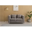 Hybition Velvet Sofa Modern Loveseat with Button-Tufted & Metal Legs Grey