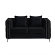 Hybition Velvet Sofa Modern Loveseat with Button-Tufted & Metal Legs Black