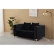 Hybition Velvet Sofa Modern Loveseat with Button-Tufted & Metal Legs Black