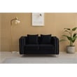 Hybition Velvet Sofa Modern Loveseat with Button-Tufted & Metal Legs Black