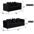 Hybition Velvet Sofa Modern Loveseat with Button-Tufted & Metal Legs Black