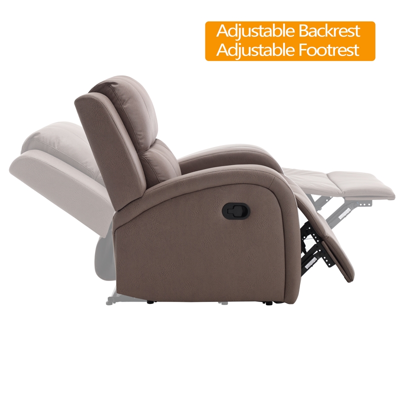 Hybition Modern Recliner Chair Adjustable Fabric Single Sofa Brown