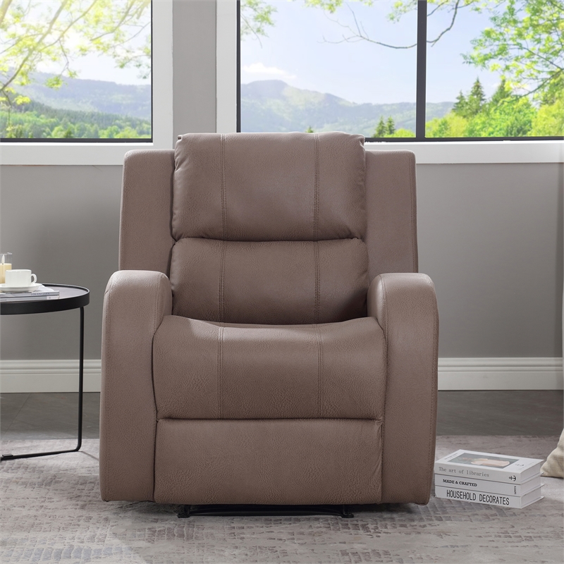 Hybition Modern Recliner Chair Adjustable Fabric Single Sofa Brown
