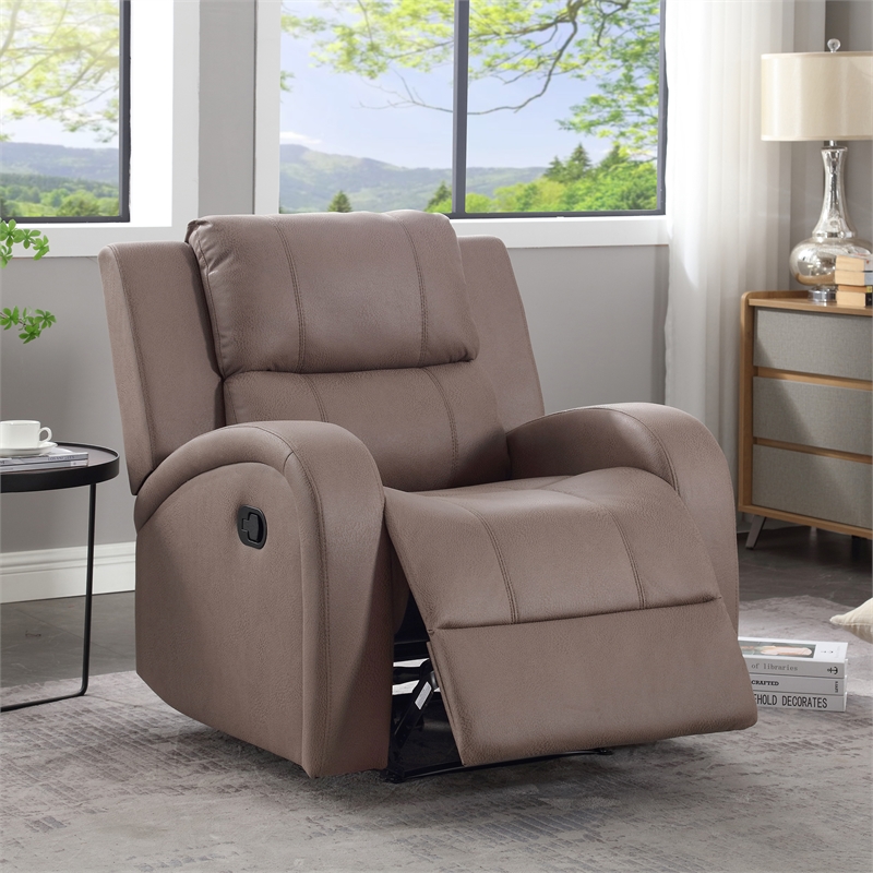 Hybition Modern Recliner Chair Adjustable Fabric Single Sofa Brown