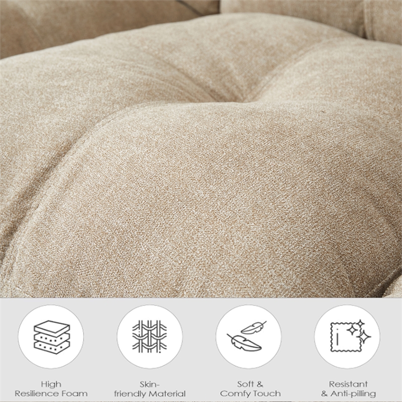 Hybiton Modern 3 Piece Sofa Set Linen Chai r& Loveseat & Sofa-Light Camel