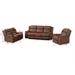 Hybition 3 Piece Fabric Reclining Living Room Set with Cup Holders Storage Brown