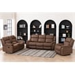 Hybition 3 Piece Fabric Reclining Living Room Set with Cup Holders Storage Brown