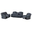 Hybition 3 Piece Fabric Reclining Living Room Set with Cup Holders Storage Grey