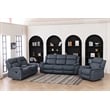 Hybition 3 Piece Fabric Reclining Living Room Set with Cup Holders Storage Grey