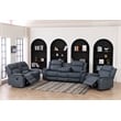 Hybition 3 Piece Fabric Reclining Living Room Set with Cup Holders Storage Grey