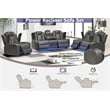 Hybition PU Leather 3 Pieces Power Reclining Multi-functional Sofa Set - Grey