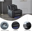 3PCS PU Leather Power Reclining Sofa Set LED Strip Speaker Gray