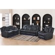 3PCS PU Leather Power Reclining Sofa Set LED Strip Speaker Gray