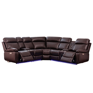 Hybition PU Leather Modern Sofa Power Reclining Multi-Functional Couch-Brown