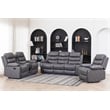Hybition PU Leather Multi Functional Sofa Set Reclining Living Room Set Grey