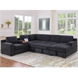 Hybition Modern Chenille Sofa Pull out Sofabed & Multifunctional Console-Grey