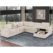 Hybition Modern Chenille Sofa Pull out Sofabed & Multifunctional Console-Beige