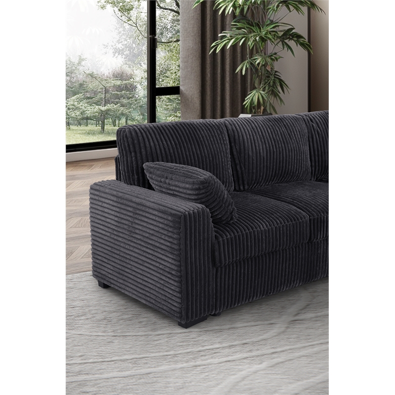 Hybition Fabric U-Shape Sofa Modern Pull out Sofa bed  & Storage Space-Grey