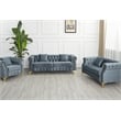 Hybition 3-Pieces Living Room Set Modern Velvet Sofa Set & Golden rivets-Grey