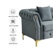 Hybition 3-Pieces Living Room Set Modern Velvet Sofa Set & Golden rivets-Grey
