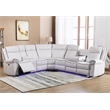 Power Reclining PU Leather Sectional Sofa w/ Speaker & Wireless Charging & Outlet & LED Strip White