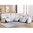 Power Reclining PU Leather Sectional Sofa w/ Speaker & Wireless Charging & Outlet & LED Strip White