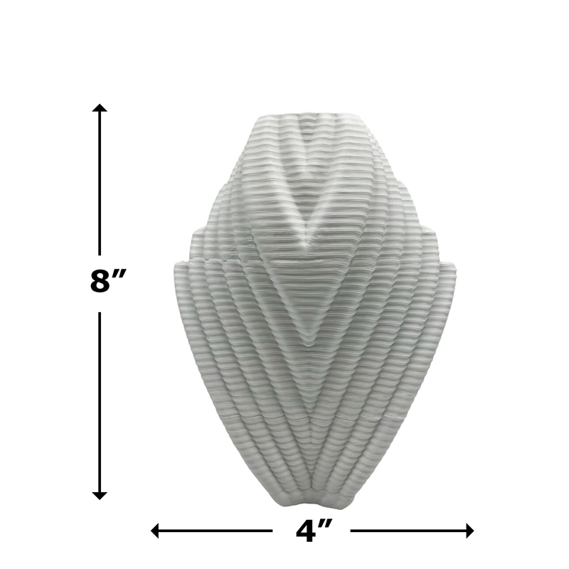 Bergamo Art 8 Inch Tall White Ceramic Vase in White